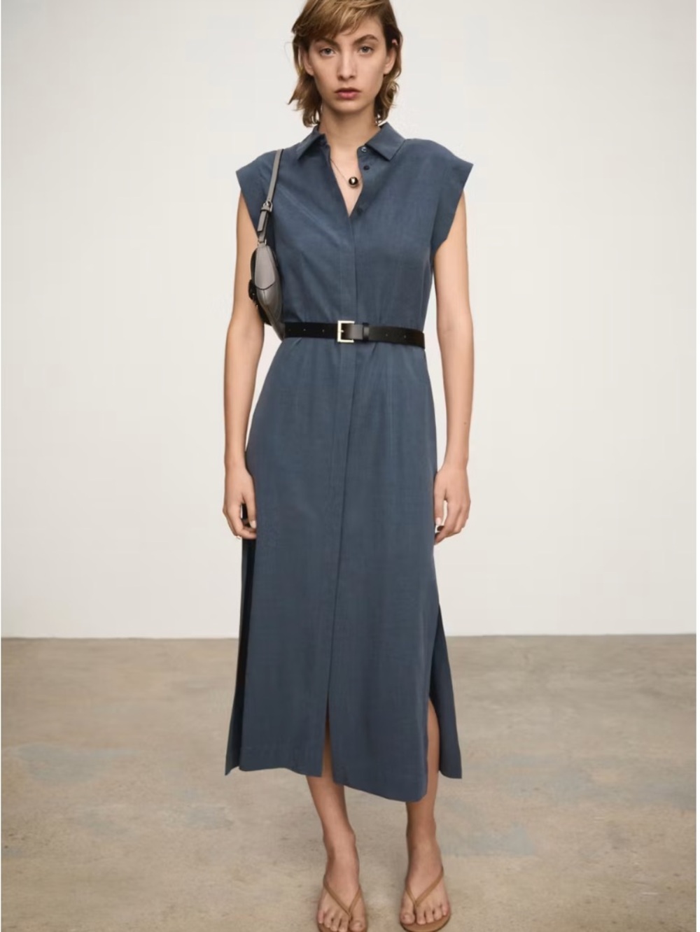 MANGO - LYOCELL DRESS WITH BELT - Size XS/US 2 - NWT (no belt)
